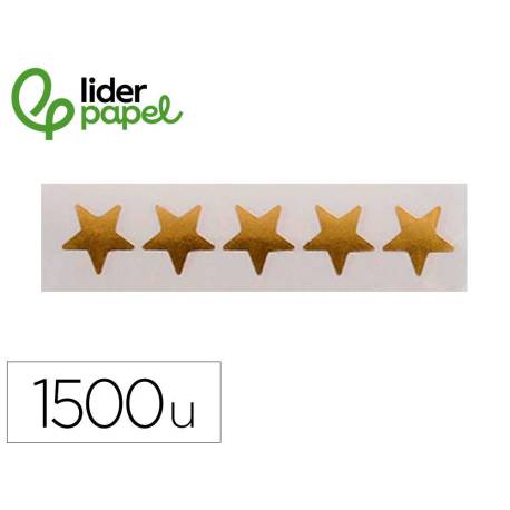 GOMETS LIDERPAPEL AUTOADHESIVO S ESTRELLAS DORADAS 20 MM 1500 UNIDADES EN CAJA DE CARTON