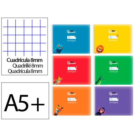 LIBRETA LIDERPAPEL PAUTAGUIA TAPA CARTONCILLO 32H DIN A5+ 75GR CUADRICULADO PAUTADO 8MM APAISADA CON MARGEN 6 COLORES
