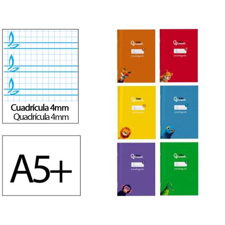 LIBRETA LIDERPAPEL PAUTAGUIA TAPA CARTONCILLO 32H DIN A5+ 75GR CUADRICULADO PAUTADO 4MM CON MARGEN 6 COLORES SURTIDOS