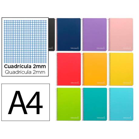 CUADERNO ESPIRAL LIDERPAPEL DIN A4 WITTY TAPA DURA 80H 90GR MILIMETRADO 2MM COLORES SURTIDOS