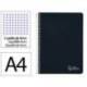 CUADERNO ESPIRAL LIDERPAPEL DIN A4 WITTY TAPA DURA 80H 90GR CUADRO 4MM CON MARGEN COLOR NEGRO