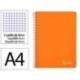 CUADERNO ESPIRAL LIDERPAPEL DIN A4 WITTY TAPA DURA 80H 90GR CUADRO 4MM CON MARGEN COLOR NARANJA