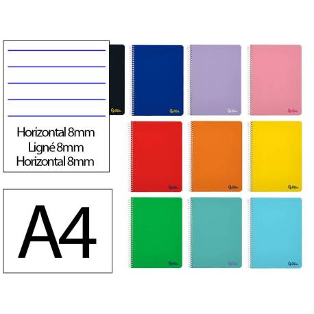 CUADERNO ESPIRAL LIDERPAPEL DIN A4 SMART TAPA BLANDA 80H 75GR HORIZONTAL 8MM CON MARGEN COLORES SURTIDOS
