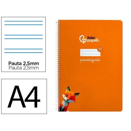 CUADERNO ESPIRAL LIDERPAPEL DI N A4 PAUTAGUIA TAPA BLANDA 80H 75 GR CUADRO PAUTADO 2,5MM COLOR NARANJA