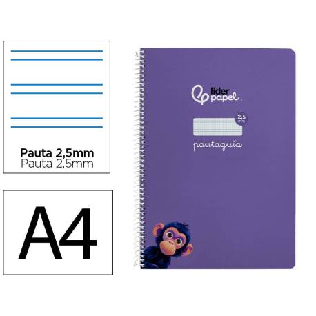 CUADERNO ESPIRAL LIDERPAPEL DI N A4 PAUTAGUIA TAPA BLANDA 80H 75 GR CUADRO PAUTADO 2,5MM COLOR LILA