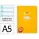 CUADERNO ESPIRAL LIDERPAPEL DI N A5 PAUTAGUIA TAPA DURA 80H 90 GR CUADRO PAUTADO 4MM COLOR AMARILLO