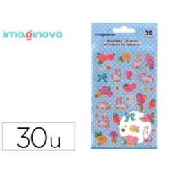 PEGATINAS IMAGINOVO FLORES Y CONEJOS DE PAPEL 190X104 MM EN BLISTER