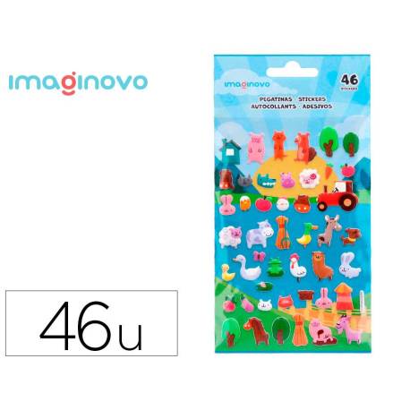 PEGATINAS IMAGINOVO CUTE ANIMALES GRANJA CON RELIEVE 190X105 MM EN BLISTER