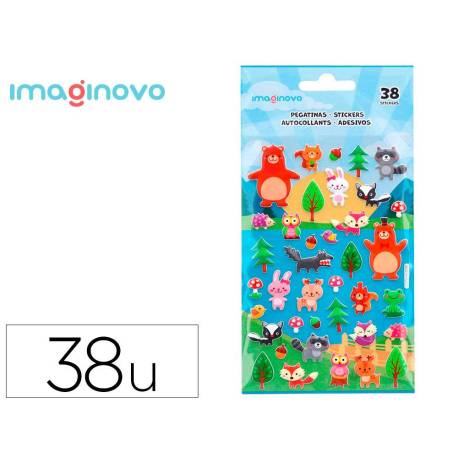 PEGATINAS IMAGINOVO CUTE ANIMALES BOSQUE CON RELIEVE 190X105 MM EN BLISTER