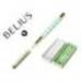 BOLIGRAFO BELIUS PICNIC ALUMINIO COLOR VERDE DORADO TINTA COLOR AZUL CAJA DE DISEÑO