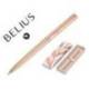 BOLIGRAFO BELIUS ROSE ALUMINIO COLOR BEIGE CLARO ORO ROSA TINTA AZUL CAJA DE DISEÑO