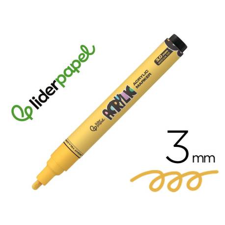 ROTULADOR LIDERPAPEL ACRYLIC BASE AGUA TODO TIPO DE SUPERFICIE PUNTA REDONDA 3 MM AMARILLO CLARO