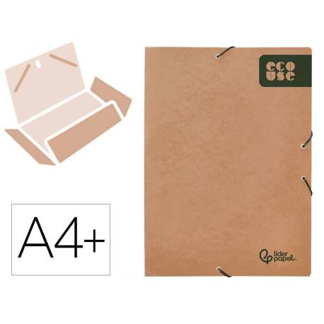 CARPETA LIDERPAPEL GOMAS DIN A4+ COLOR KRAFT MARRON CARTULINA