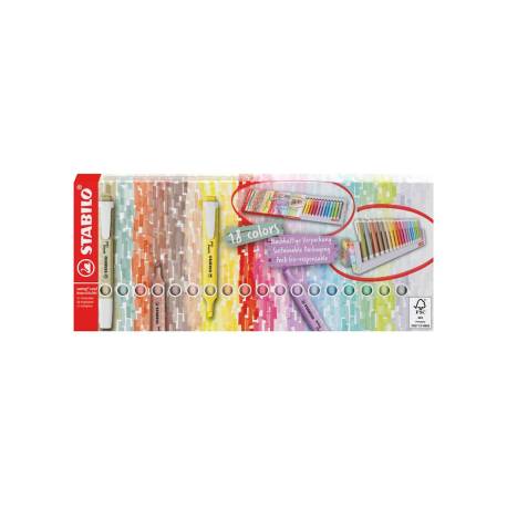 ROTULADOR STABILO FLUORESCENTE SWING COOL NATURE COLORS ESTUCHE DE 18 UNIDADES COLORES SURTIDOS