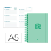 Agenda escolar liderpapel 25-2 6 espiral basic verde menta semana vista a5 bilingüe papel fsc 70 gr.