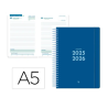 AGENDA ESCOLAR LIDERPAPEL 25-26 ESPIRAL BASIC AZUL OSCURO DIA PAGINA A5 BILINGÜE PAPEL FSC 70 GR