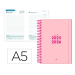 AGENDA ESCOLAR LIDERPAPEL 25-26 ESPIRAL BASIC ROSA DIA PAGINA A5 BILINGÜE PAPEL FSC 70 GR