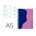AGENDA ESCOLAR LIDERPAPEL 25-26 ESPIRAL WAVES MORADO SEMANA VISTA A5 BILINGÜE PAPEL FSC 80 GR