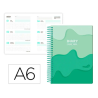 AGENDA ESCOLAR LIDERPAPEL 25-26 ESPIRAL MELTING VERDE SEMANA VISTA A6 BILINGÜE PAPEL FSC 80 GR