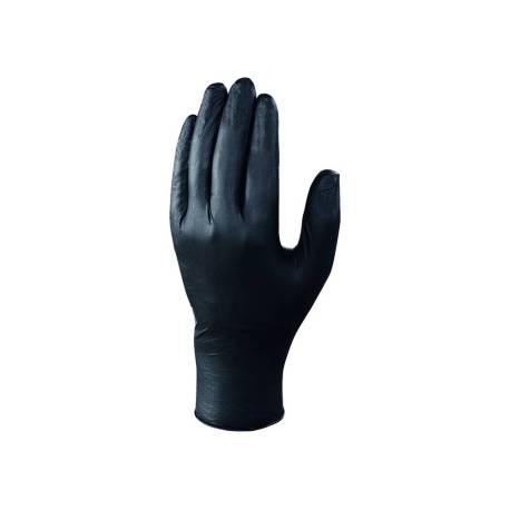 GUANTES DE NITRILO DELTAPLUS QUIMICO DESECHABLE NO EMPOLVADO TALLA 7/8 COLOR NEGRO CAJA DE 100 UNIDADES