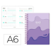 AGENDA ESCOLAR LIDERPAPEL 25-26 ESPIRAL MELTING MORADO SEMANA VISTA A6 BILINGÜE PAPEL FSC 80 GR