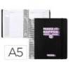 AGENDA ESCOLAR ANTARTIK 25-26 ESPIRAL NEON NEGRO DIA PAGINA A5 BILINGÜE PAPEL FSC 80 GR