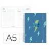 AGENDA ESCOLAR LIDERPAPEL 25-26 ESPIRAL PATTERNS RAYOS AZUL DIA PAGINA A5 BILINGÜE PAPEL FSC 80 GR