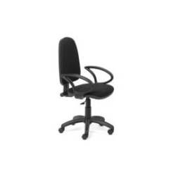 SILLA ROCADA DE OFICINA BRAZOS FIJOS BASE NYLON RESPALDO Y ASIENTO TELA IGNIFUGA NEGRO
