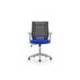 SILLA ROCADA DE OFICINA BRAZOS REGULABLES ESTRUCTURA GRIS RESPALDO MALLA Y ASIENTO TELA IGNIFUGA AZUL