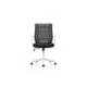 SILLA ROCADA DE OFICINA BRAZOS REGULABLES ESTRUCTURA BLANCA RESPALDO MALLA Y ASIENTO TELA IGNIFUGA AZUL