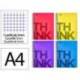 CUADERNO ESPIRAL LIDERPAPEL A4 MICRO THINK TAPA PLASTICO 140H 80 GR CUADRO 5MM 5 BANDAS 4 TALADROS 4