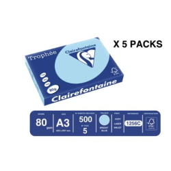 PAPEL COLOR TROPHEE A3 80GR AZUL CELESTE PASTEL PAQUETE DE 500 HOJAS