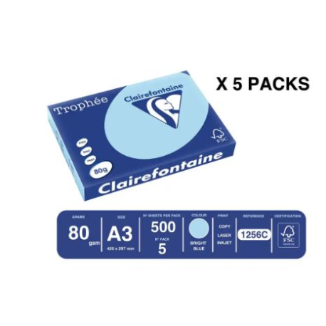 PAPEL COLOR TROPHEE A3 80GR AZUL CELESTE PASTEL PAQUETE DE 500 HOJAS
