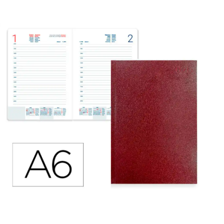 AGENDA ENCUADERNADA LIDERPAPEL CORFU A6 2026 DIA PAGINA ROJO PAPEL 60 GR