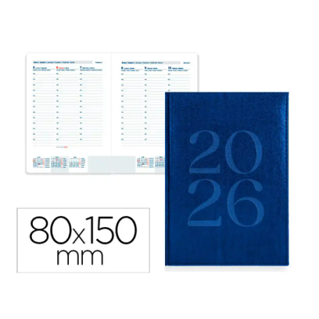 AGENDA ENCUADERNADA LIDERPAPEL CRETA 80X150 MM 2026 SEMANA VISTA BURGUNDY PAPEL 70 GR