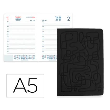 AGENDA ENCUADERNADA LIDERPAPEL ICARIA A5 2026 DIA PAGINA DESIGN 3 PAPEL 70 GR