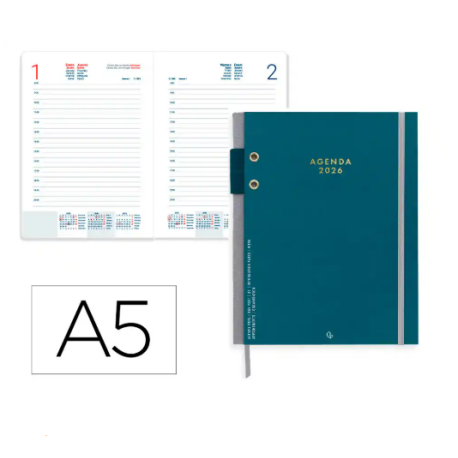 AGENDA ENCUADERNADA LIDERPAPEL PAXOS A5 2026 DIA PAGINA DESIGN 1 PAPEL 70 GR