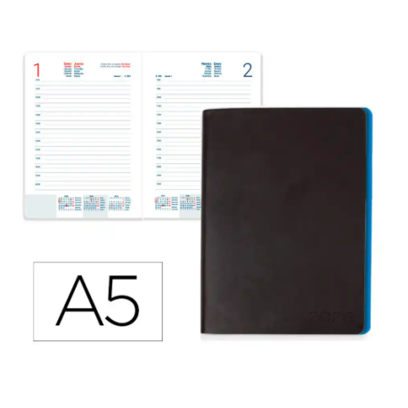 AGENDA ENCUADERNADA LIDERPAPEL SIFNOS A5 2026 DIA PAGINA AZUL PAPEL 70 GR FSC