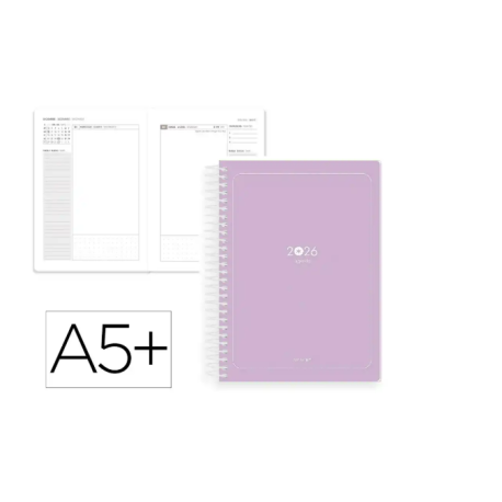 AGENDA ESPIRAL ANTARTIK ESSENTIALS A5+ 2026 DÍA PÁGINAMORADO PAPEL 80G FSC
