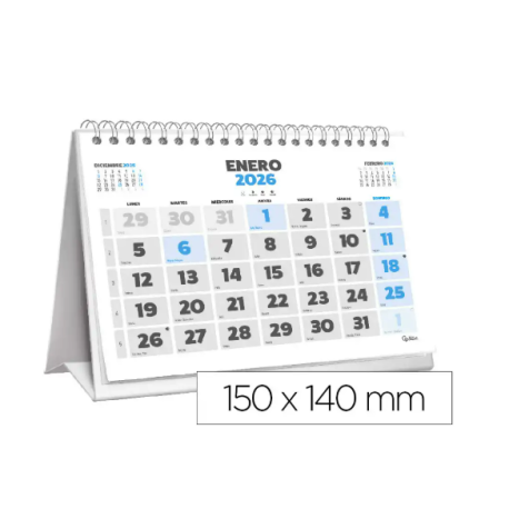 CALENDARIO ESPIRAL TRIANGULAR LIDERPAPEL DE SOBREMESA SERIE CLASICO 2026 14X15 CM PAPEL 128 GR