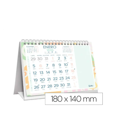 CALENDARIO ESPIRAL TRIANGULAR LIDERPAPEL DE SOBREMESA SERIE JOVEN 2026 18X14 CM PAPEL 128 GR CON PEGATINAS