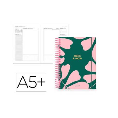 AGENDA ESPIRAL ANTARTIK HERE AND NOW A5+ 2026 DÍA PÁGINA VERDE PAPEL 80G FSC