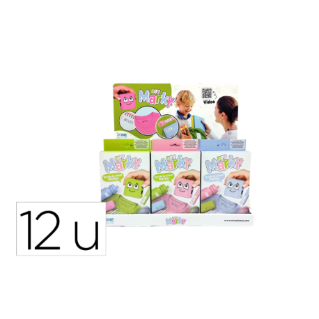 EXPOSITOR SOBREMESA SELLO MARCADOR DE ROPA MARKY INFANTIL 12 UNIDADES 3 COLORES SURTIDOS