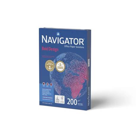 PAPEL FOTOCOPIADORA NAVIGATOR BOLD DESIGN DIN A4 200 GR PAPEL MULTIUSO INK-JET Y LASER PAQUETE DE 150 HOJAS