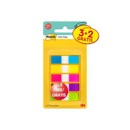BANDERITAS SEPARADORAS POST-IT 11,9X43,2 MM DISPENSADOR 60 HOJAS+40 HOJAS GRATIS 5 COLORES SURTIDOS Añadir embalaje: 24 U