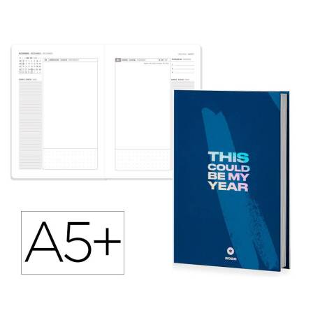AGENDA ENCUADERNADA ANTARTIK MY YEAR A5+ 2026 DÍA PÁGINA AZUL OSCURO PAPEL 80G FSC