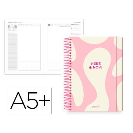 AGENDA ESPIRAL ANTARTIK HERE AND NOW A5+ 2026 DÍA PÁGINA ROSA PAPEL 80G FSC