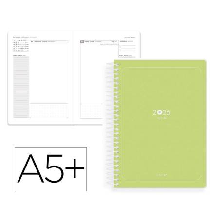 AGENDA ESPIRAL ANTARTIK ESSENTIALS A5+ 2026 DÍA PÁGINA VERDE PAPEL 80G FSC