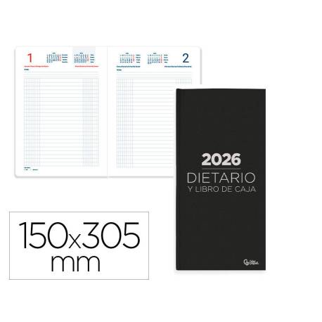 DIETARIO LIDERPAPEL 2026 DOS TERCIOS 150X305 MM DIA PAGINA COLOR NEGRO PAPEL 70 GR