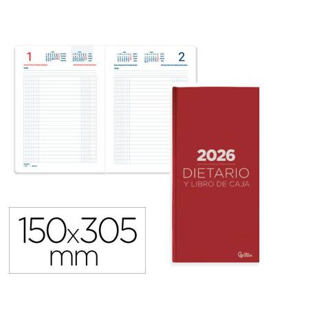 DIETARIO LIDERPAPEL 2026 DOS TERCIOS 150X305 MM DIA PAGINA COLOR ROJO PAPEL 70 GR